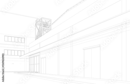 3D illustration of industrial project