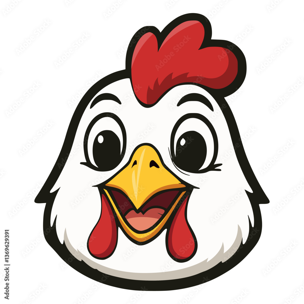 Fototapeta premium happy rooster chicken animal flat color vector illustration template design