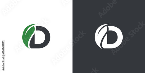 initial letter d with leaf logo design. nature leaf logo vector illustration