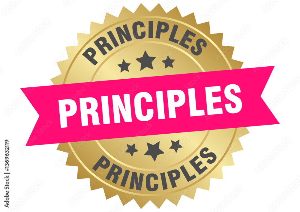 principles. principles round pink and gold label isolated on transparent background principles. principles round pink and gold label isolated on transparent background