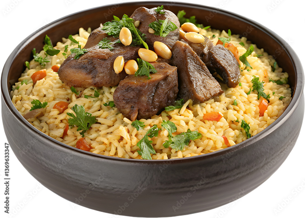 Delicious Kabsa illustration bursting with vibrant Middle Eastern flavors. Delicious Kabsa illustration bursting with vibrant Middle Eastern flavors.