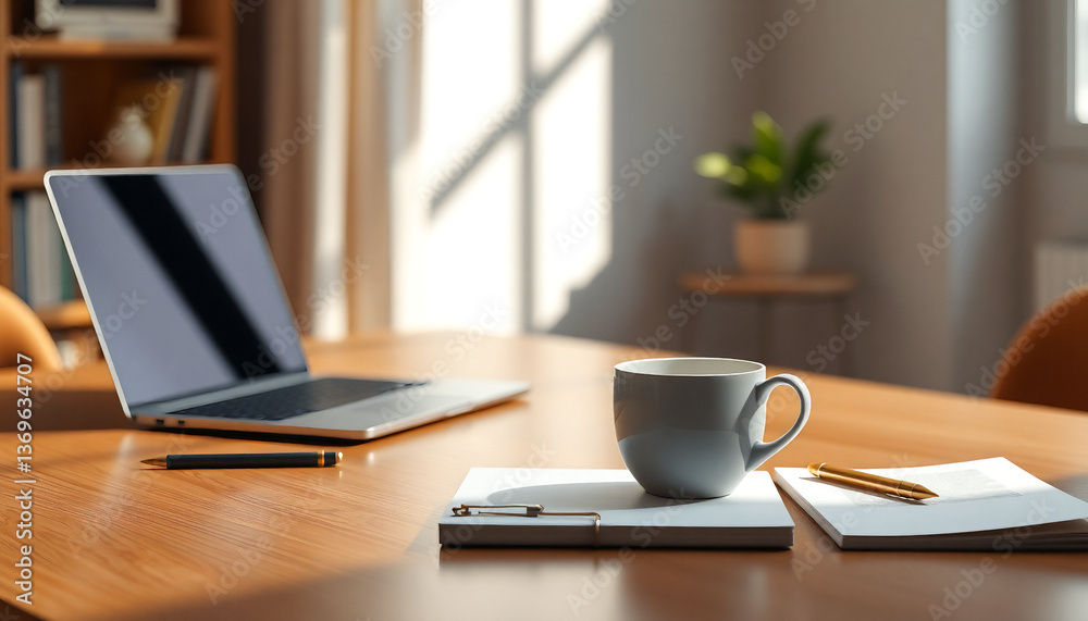 Laptop and Books on Table with Bright Light Background Laptop and Books on Table with Bright Light Background