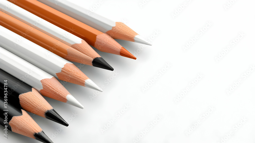 Close-up of Sharpened Colored Pencils on White Background Close-up of Sharpened Colored Pencils on White Background