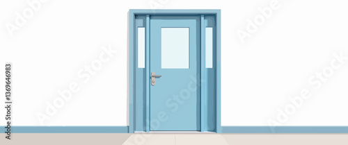 Accessible classroom door design in clean minimalistic setting, inclusivity