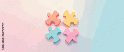 Colorful puzzle pieces symbolizing unity and support, inclusivity concept
