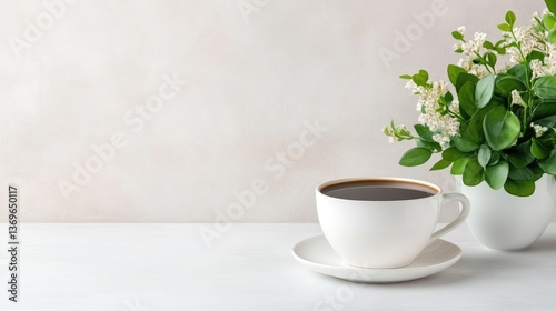 Wallpaper Mural Simple, elegant coffee and flowers scene Torontodigital.ca