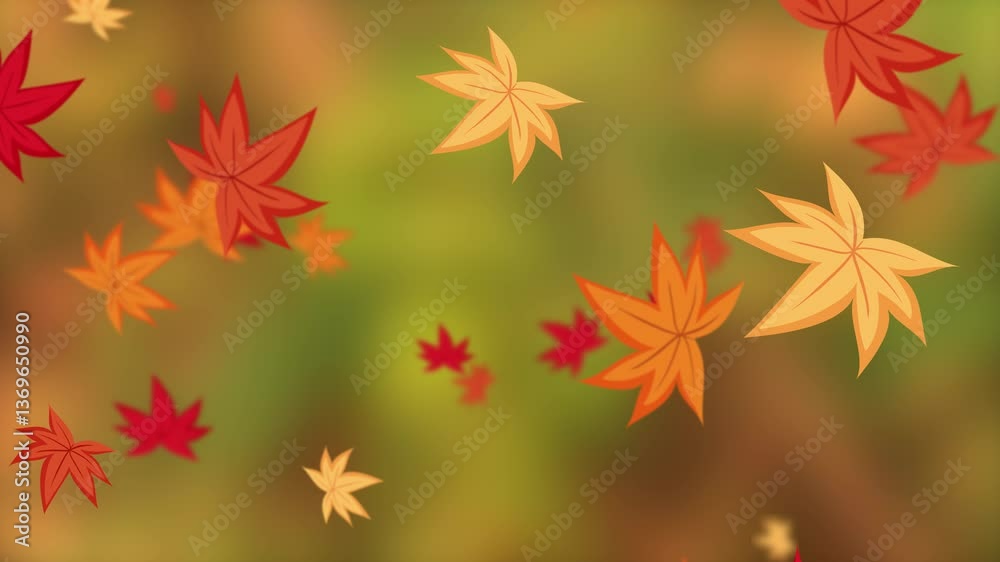 Autumn Leaves Gently Falling in a Serene Animation Autumn Leaves Gently Falling in a Serene Animation
