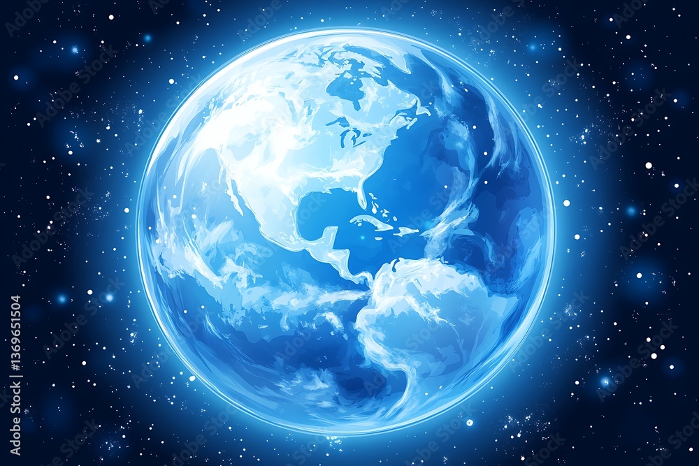 Obraz premium Blue Earth with Space, Globe, and Planet.