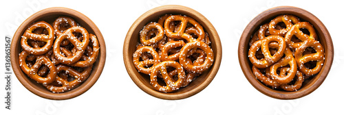 A set of wheels, isolated, like salty baked pretzels