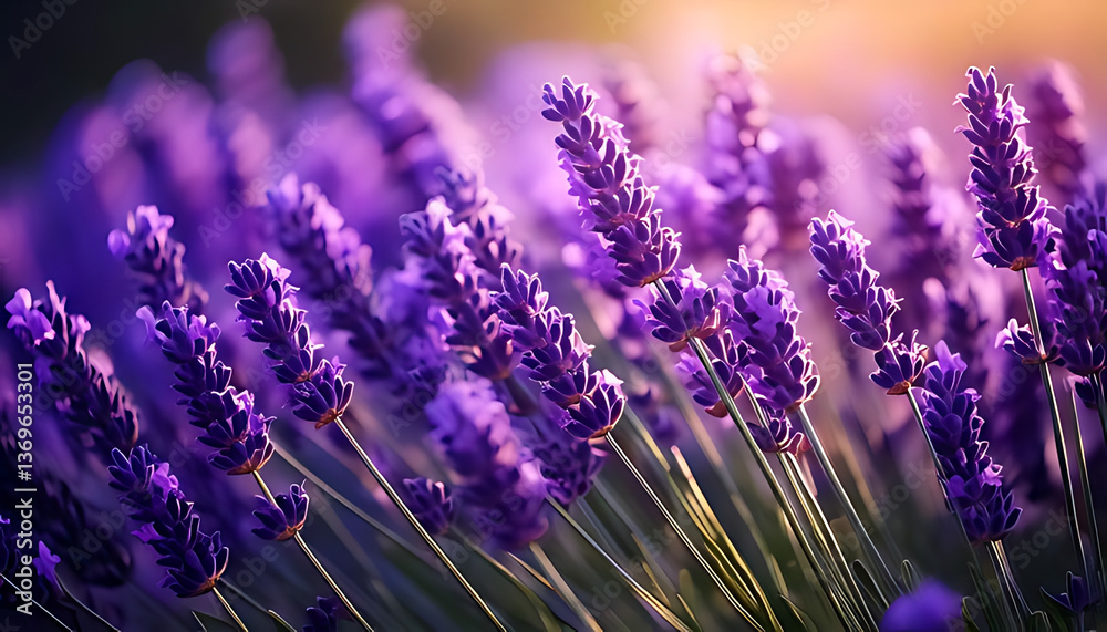 Fototapeta premium Lavender fields blooming provence nature photography sunset close-up serenity