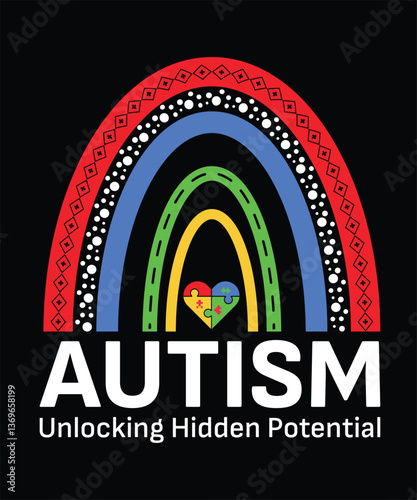 Autism: unlocking the hidden potential love gift graphic design
