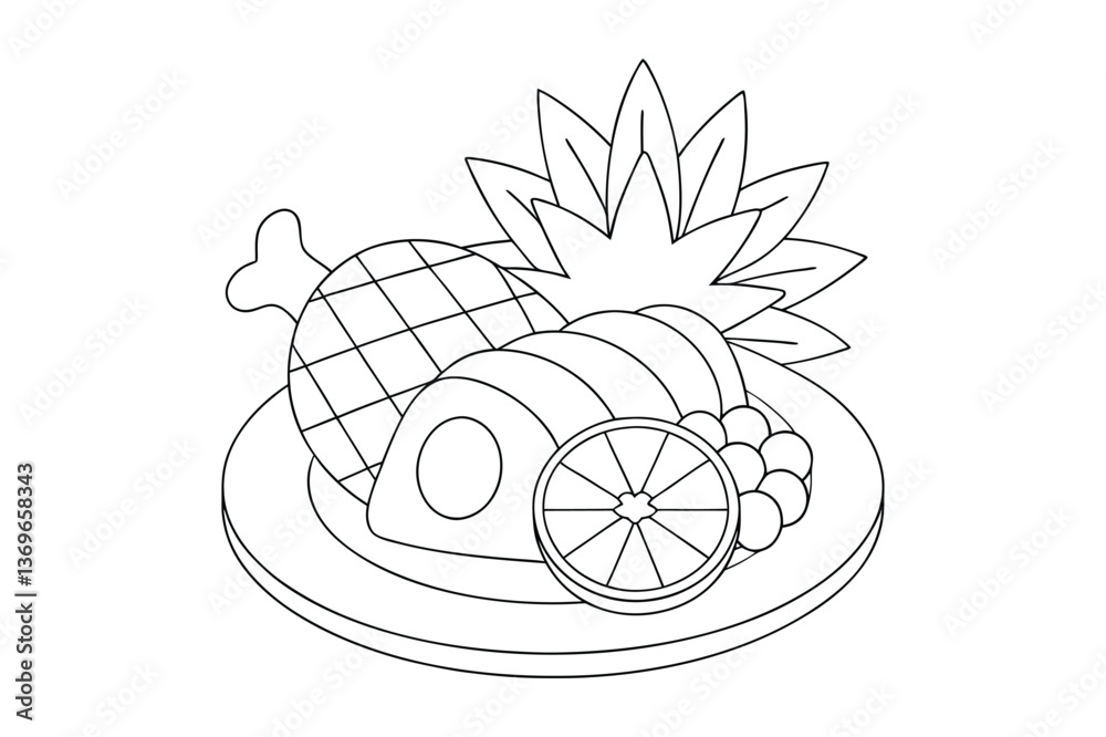 Christmas food coloring book illustration Christmas food coloring book illustration