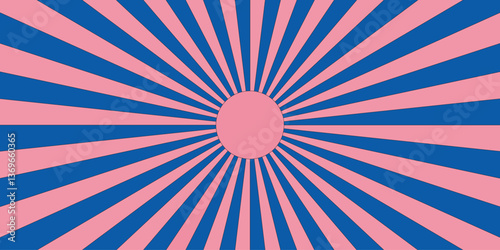 Abstract background with rays retro starburst  Dynamic blue and pink Spiral Design Bold Swirl Pattern Modern seamless retro vintage burst sunrise sunbeam element  striped illustration 