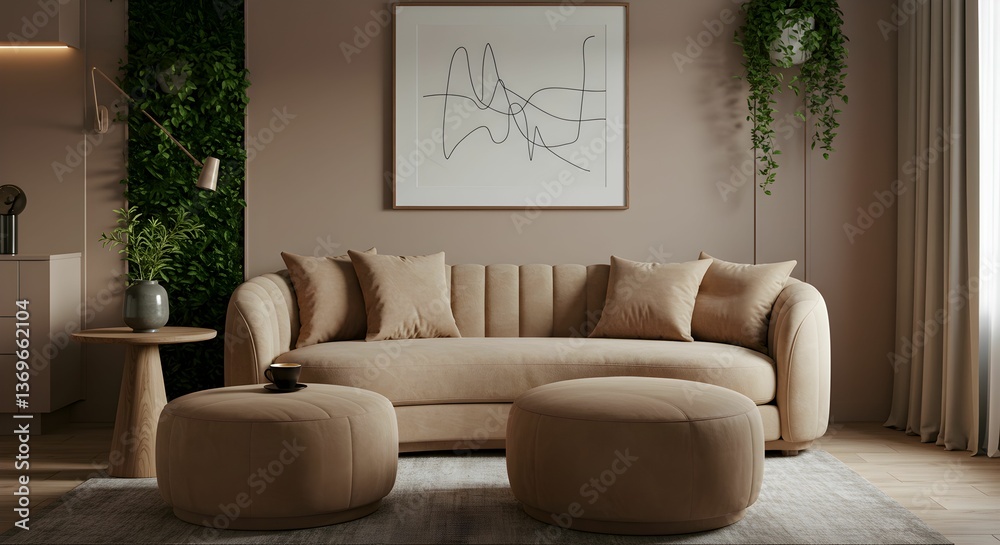 Fototapeta premium Modern Minimalist Living Room