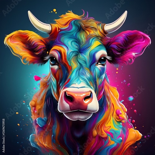Whimsical Colorful Cow – Fun & Playful UI Design Asset