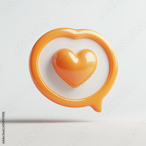 A stylized speech bubble with a heart inside, conveying conversation about love and connection on a white background
