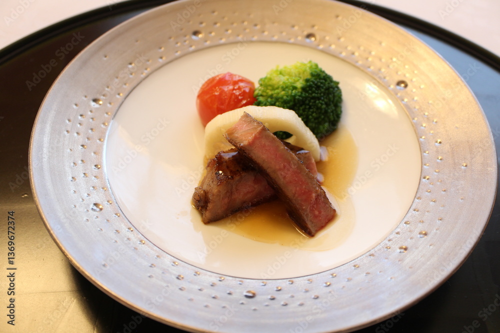 Beef steak and vegetables in Tokyo, Japan Beef steak and vegetables in Tokyo, Japan