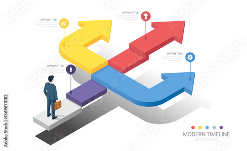 Infographics arrow symbol business road map timeline 4 steps options to success template. vector