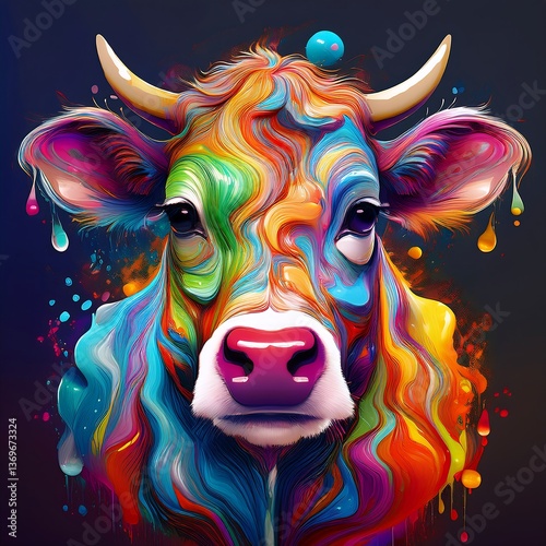 Whimsical Colorful Cow – Fun & Playful UI Design Asset