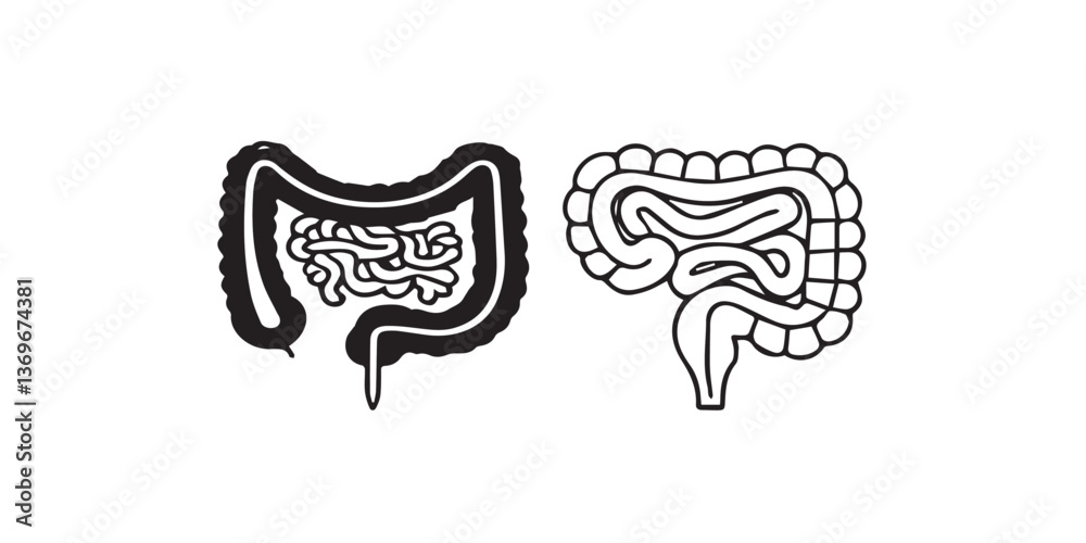 Fototapeta premium Print Intestines icon set isolated on white background.for mobile concept and web design. vector illustration
