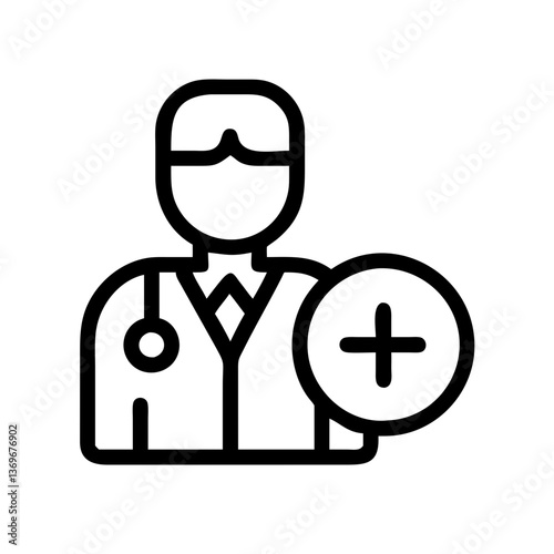 Doctor with stethoscope holding a plus sign symbolizing healthcare and healing