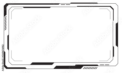 HUD frames black user interface elements design modern technology futuristic control panel screen digital hologram window gaming menu touching cyber monitor set white background vector