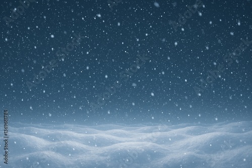 Snowfall over soft winter landscape
