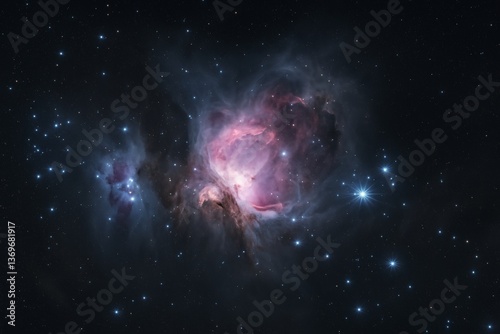 Orion nebula with glowing star cluster