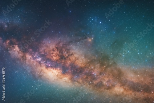 Colorful Milky Way across starry sky