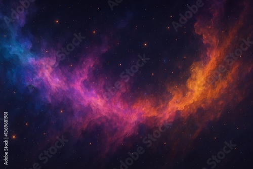 Vibrant nebula arc with colorful clouds