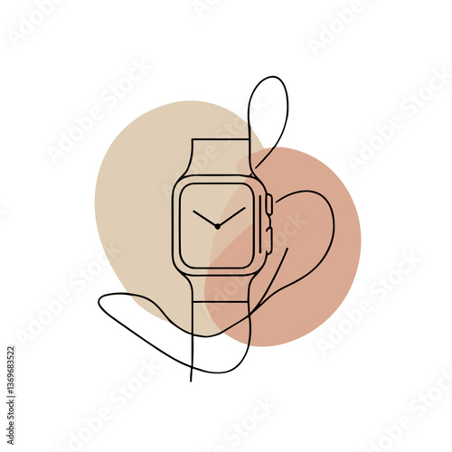 Stylish line art of a wristwatch with abstract shapes  