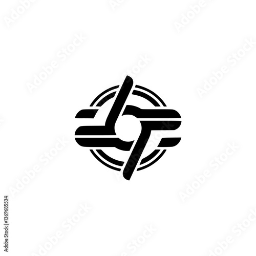 Modern Geometric Abstract Logo - Black & White Circular Design