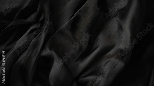 Sleek black silk fabric with soft folds and subtle highlights, evoking luxury