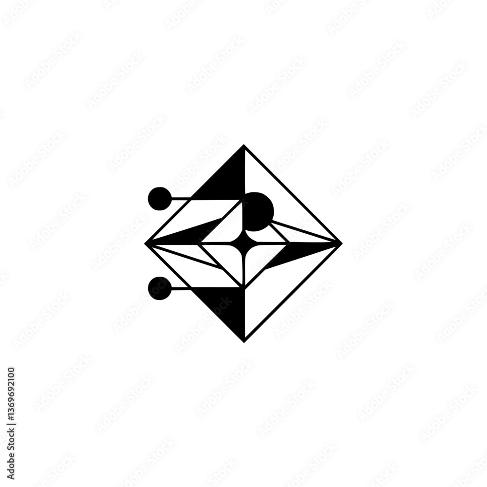 Geometric Abstract Logo: Diamond Shape in Black and White Geometric Abstract Logo: Diamond Shape in Black and White