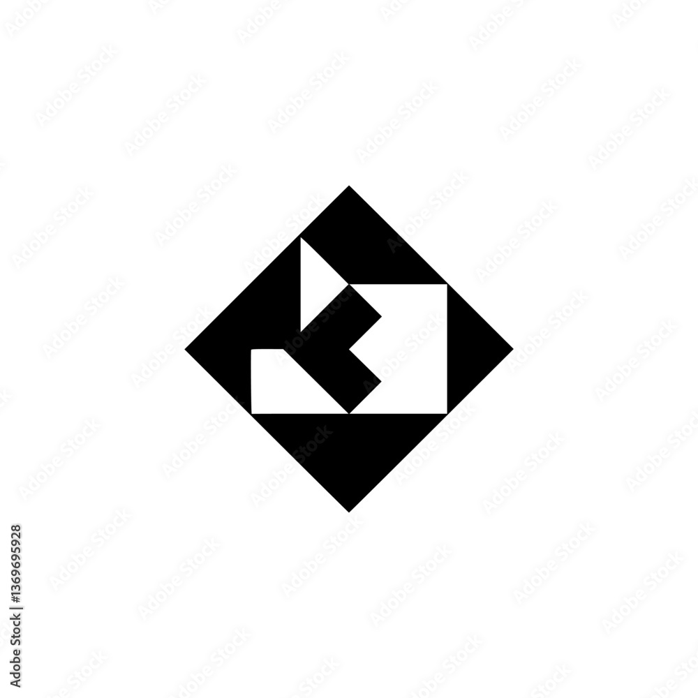 Abstract Geometric Design: Black and White Tangram Style Abstract Geometric Design: Black and White Tangram Style