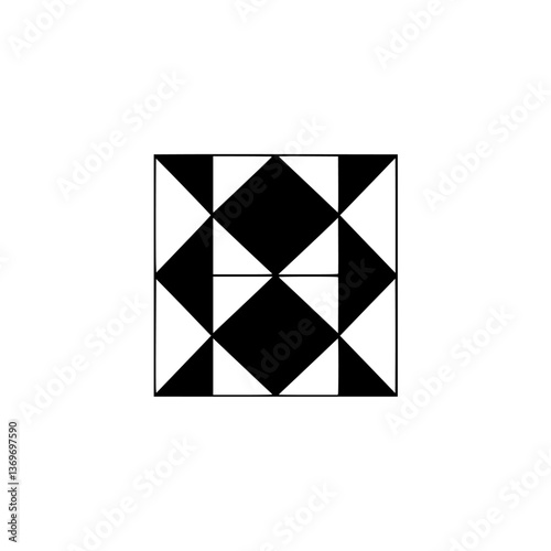 Geometric Black and White Pattern on White Background