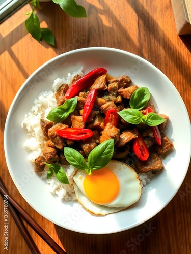 Thai Pad Kra Pao with Fried Egg