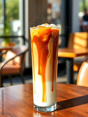 Iced Caramel Macchiato with Dripping Caramel