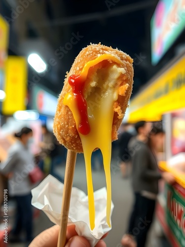 Korean Cheese Corn Dog with Cheese Pull