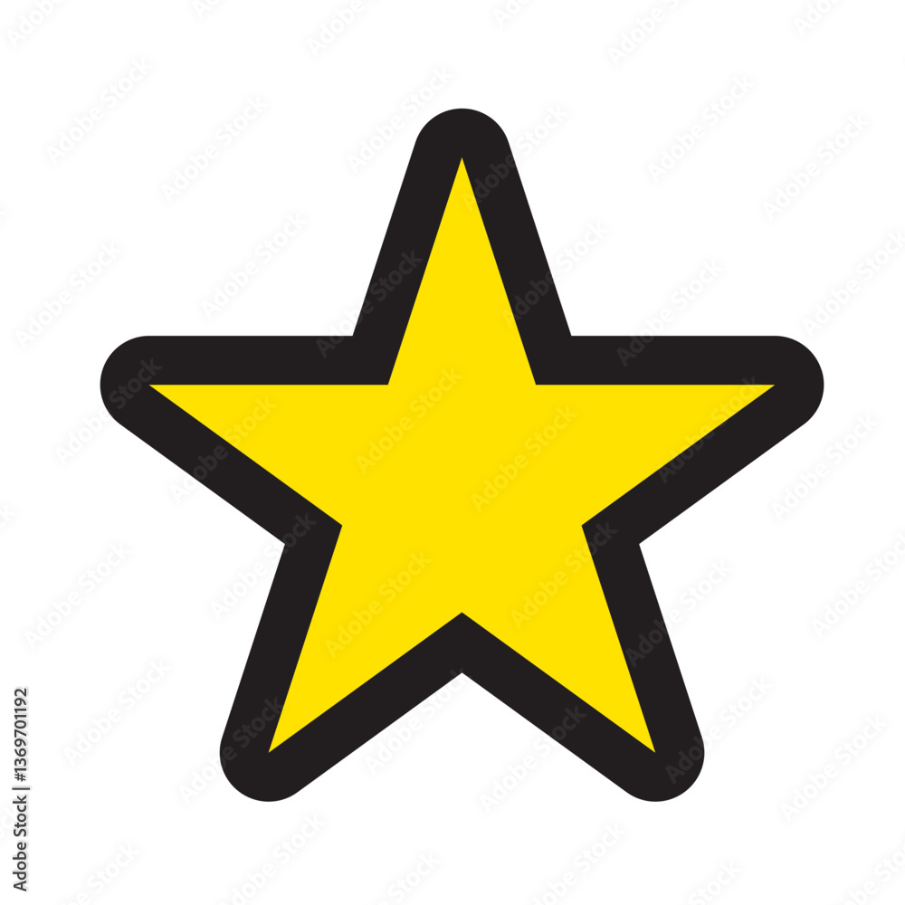 Fototapeta premium Black line icon cute yellow star