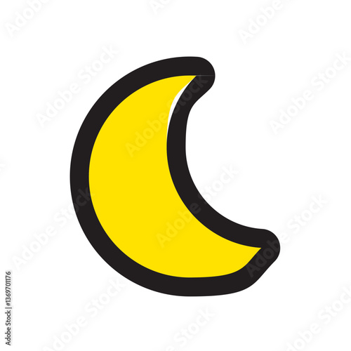 Black line icon cute moon