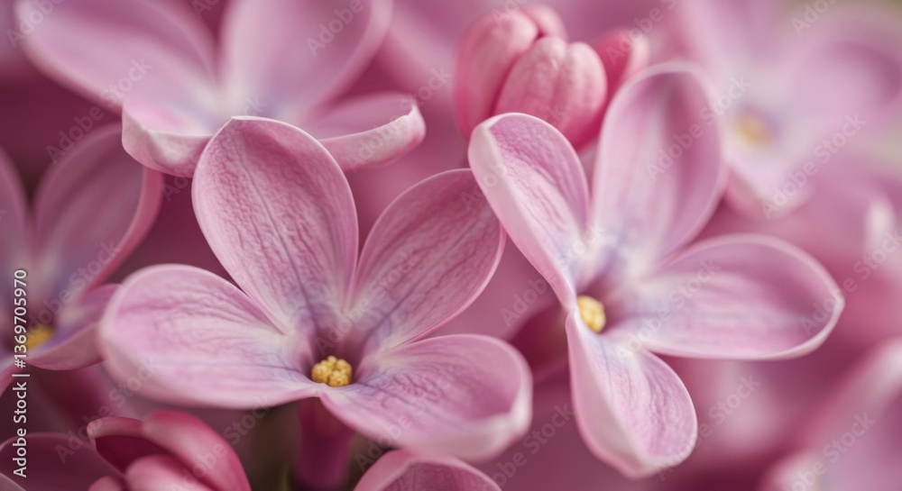 Obraz premium Close-up of pink blossoms in soft lighting