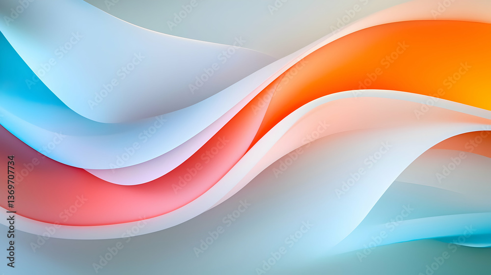 Obraz premium Elegant Abstract Background with Flowing Blue Orange and Pink Waves