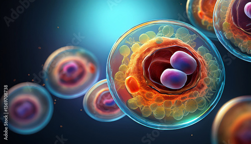 Fototapeta Naklejka Na Ścianę i Meble -  3-14-254- realistic Hematopoietic stem cell differentiation. Emphasize the negative space on the left  (2)