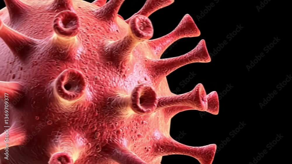 Detailed Close-Up of Virus Structure with Spikes