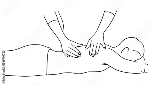Massage Pose Line Art: Illustrate Relaxation with Clean Lines