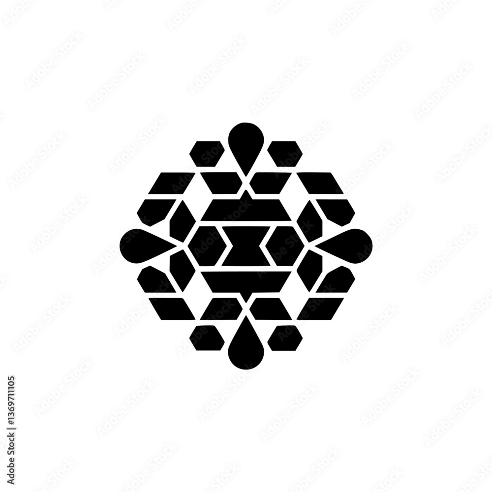 Obraz premium Geometric Mandala Design in Black and White, Minimalist Style