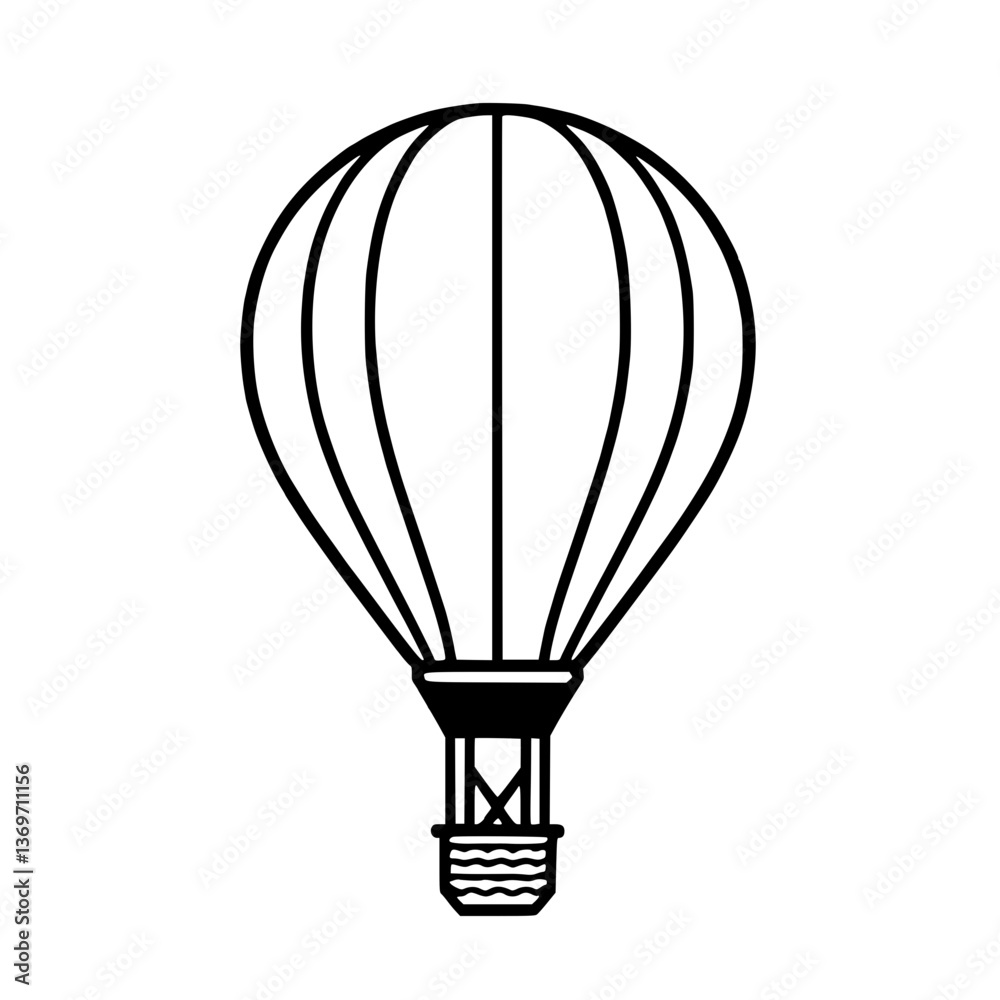 Fototapeta premium Whimsical Line Art: Hot Air Balloon Ascends to the Sky A minimalist outline creates a sense of adventure and freedom A classic symbol of exploration