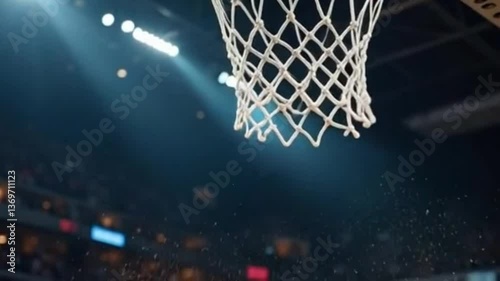 4k Slow motion basketball going into hoop