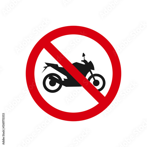 No parking allowed sign template, forbidden motorcycle caution icon isolated